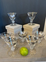 Libbey Gold Rim Weathervane Rooster Clear Martini Glass 50’s – Price Each