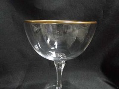 Lenox Mansfield Crystal, Gold Trim, Faceted Stem: Champagne / Sherbet(s), 5 1/4″