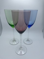 Lenox Blown Assorted Color Gems Stemmed Wine Glasses 10oz Green Blue S/6 B93