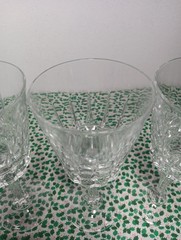 Vintage Set Of 4 Victoria Cut Knob Stem Wine Glasses 6.7/8″