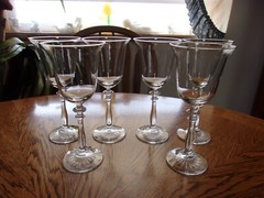 Wine Tulip Shaped Flared 7 3/4″ Double Wafer Stem 1924 Libbey – Set of 6