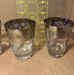 Mid Century Dorothy Thorpe Silver Faded Wide Band Whiskey Glasses Set Of 4