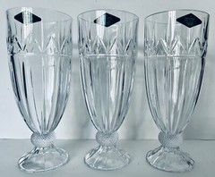 (3) Vintage Shannon Ireland Crystal Water Wine Goblets, Sutton Place 8”H