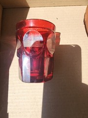 ANDENKEN VON TEPLITZ 1853 RUBY ETCHED TUMBLER BOHEMIAN CZECH SEE PHOTOS DESCRIPT