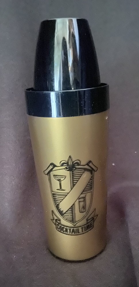 West Bend Gold & Black «Cocktail Time» Shaker Thermo-Serv Made In USA