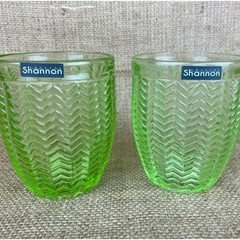 Shannon Twill Green Godinger Set of 2 Old Fashion Glasses 11oz