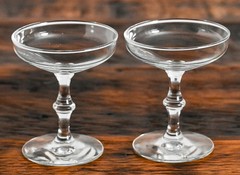 Libbey Georgian Champagne Cocktail Coupe Glasses 2oz. Knobbed Stem 2 Pc Vintage