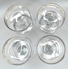 VTG Dorothy Thorpe Style Silver Band Seafood Cocktail Glasses w/ Liners Set of 4