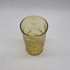 Vintage 1960s Yellow Glass Decatur Thumbprint Iced Tea Drinking Glass