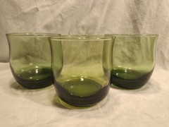 Avocado Green Drinking Glass 8 Oz Tumblers Vintage Set Of 3