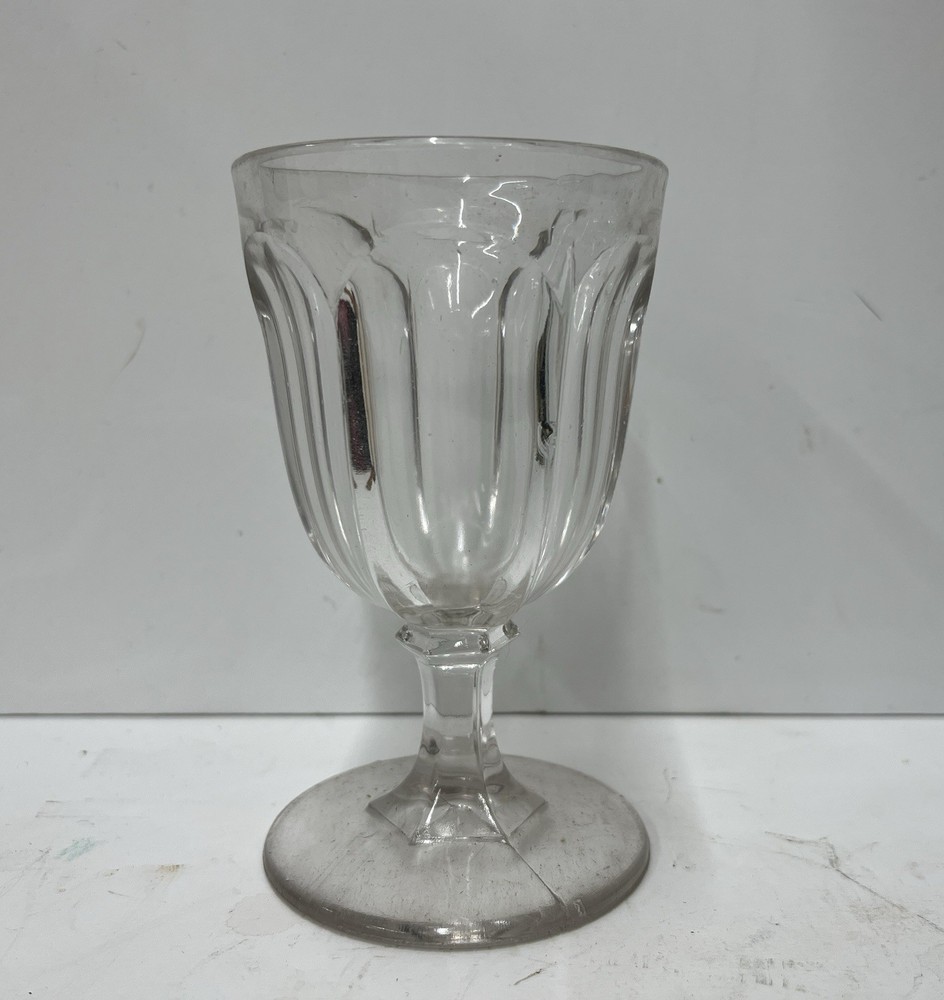 Vintage Fluted Pattern Pressed Glass Clear Goblet