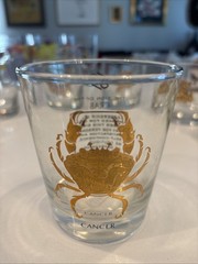 VTG Celestial Zodiac Astrology Cancer Anchor Hocking Horoscope Glass Gold