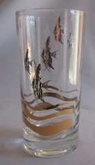 12 Oz Highball Glass Tumbler Vintage Fred Press Angelfish Design 5 5/8″
