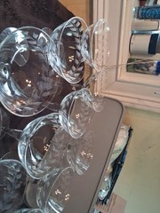 Vintage Fosteria Holly Clear Etched Crystal Champagne/Tall Glasses -14 In Total