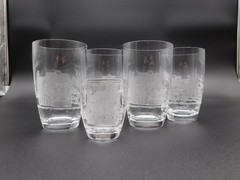 Vintag5pc Set Heisey Tally Ho Etched Glasses with Matching Shot Glass 3.75″ Tall