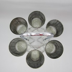 Rare Vtg Silver Fade Cocktail Champagne Pilsner Beer Glasses W/Carrier 8 1/4″