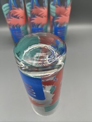 VTG 1980s Miami Palm Tree Highball Glasses Set of 4 Pastel Tropical Tom Collins