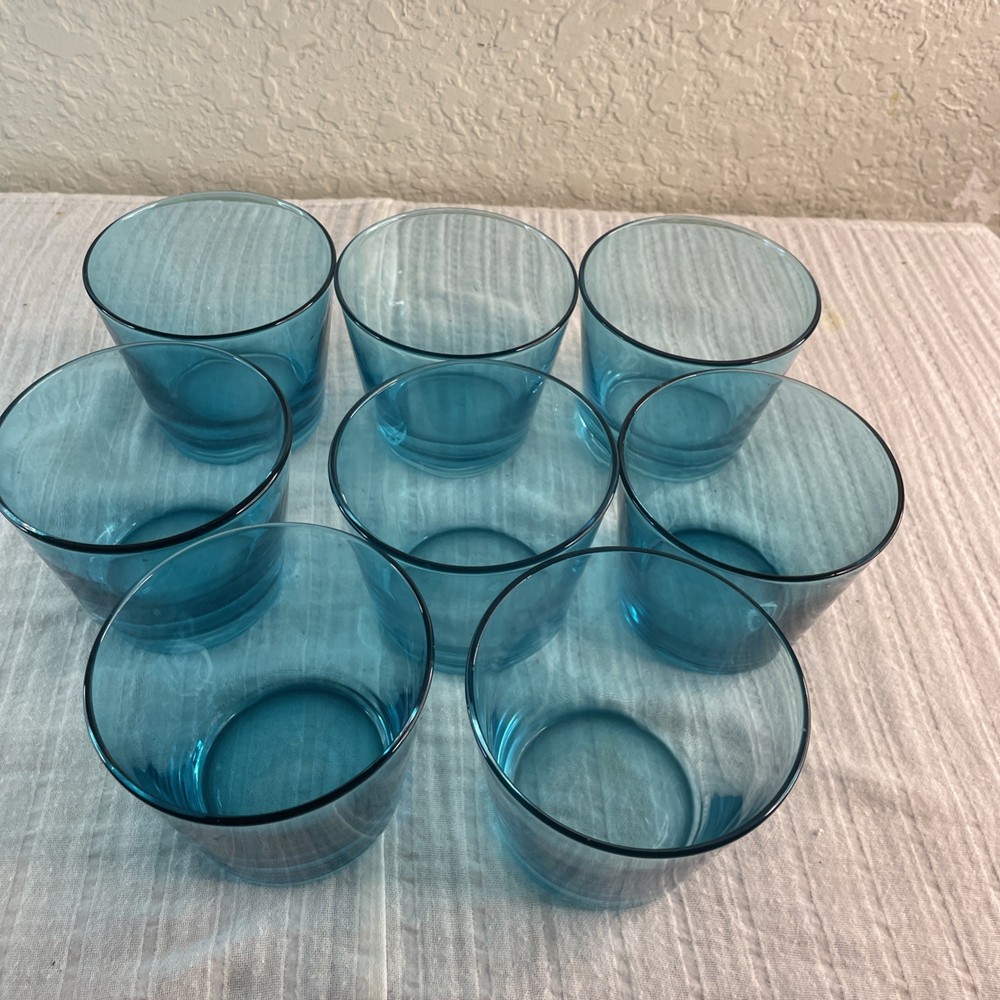 Littala Kartio Sea Blue Glass Tumbler Tapio by Man Franck Eight Glasses