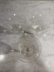 Vintage Glass Set of 3 Etched Goblets Cornflower & Palm Leaf Design