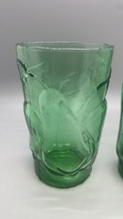 Pair Vintage Emerald Green Fruit Tumblers Empoli Italian mold blown glass Italy