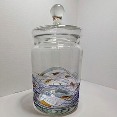 Fostoria Galleria Mosaic 9.5inApothecary Jar Canister Lid Milano Romania