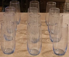 Set Of 12 Vintage Libbey Ice Blue Swag Drape Pattern Tumbler Glasses