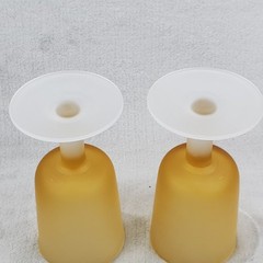 Set of 2 MCM Frosted Amber Gradient Colored Footed 5 3/8″ Tall Glasses