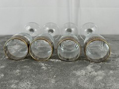 Baroque Gold & Platinum Crystal 24K Gold Band 4 Pieces Champagne Wine Glasses