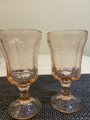 Set of 2 INDIANA GLASS COMPANY RECOLLECTION PINK MADRID WATER GOBLET DEPRESSION
