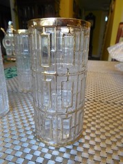 FOUR 1960s Mid-Century Modern Shoji Highball Glasses With 22kt Trellis