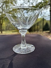 Fostoria Glass Clear Cut Wheat 4 1/4″ Tall Champagne 6oz Very Good Used Cond.