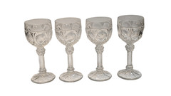 Set of 4 Nachtmann Napoleon Hock Wine Glasses Blown Glass Crystal Stemware EUC!