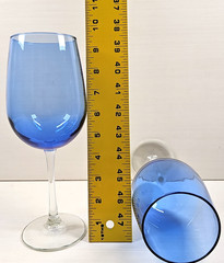 8 Libbey Vina Blue Wine Glasses Set Elegant Clear Stem Drinking Bar Stemware Lot