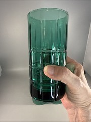 Vintage Anchor Hocking Tartan Plaid Emerald Green 16 Oz. Glass Tumblers Set Of 4