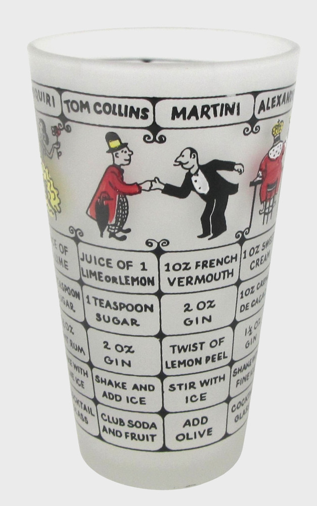 Vintage Federal Glass Cocktail Recipe Glass with Seven Recipes