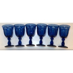 Vintage Imperial Glass Old Williamsburg Cobalt Goblets 5.3″ Set of 6 Deep Blue