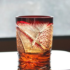 4PCS Japan Style Edo Kiriko Drinkware Hand Cut To 4Color Whisky Glasses Set 9oz