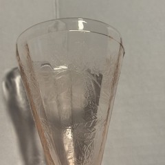 Jeannette Floral Poinsettia Pink 4″ Footed Juice Tumbler-1930’s