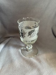 Libbey Silver Foliage Goblet 5 1/2″ Footed Tumbler 11 oz Leaf Vintage MCM