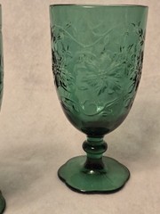 Princess House Fantasia Poinsettia Emerald Green 16 Oz Iced Tea Glass Set of 2