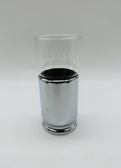 LOT 3 Vintage MCM Henry & Miller Retro Kraftware 10oz Tumblers w Holders Silver