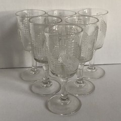 Ripley Greek Clear Antique EAPG Glasses Diagonal Band Fan 2 Oz 1980’s Set of 6