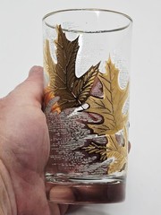 VTG MCM Libbey Highball Glasse 22k Gold Gilded Oak Leaf Barware Single 5 1/2″ H
