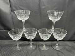 Set of 6 ~ Seneca «NEWPORT» Champagne Glasses (stem 960 Cut 43) ~ 5 1/4″ Tall
