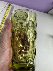 Set of 2 Vintage Imperial Glass Provincial Green Thumbprint Juice Tumblers 6In.