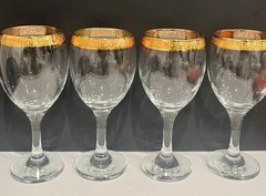 Imperial wine 24k Gold Rimmed Crystal Stemware Glasses Set Of 4