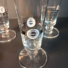 Warsteiner 3 Pilsner 0.21 Liter Beer Glasses Barware 8″ Gold Rim