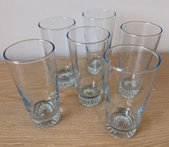 Vintage MCM Duz Crystal Star Sapphire Blue Tumblers Set/6 5.75″