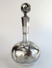 Alvin fine sterling silver overlay liquor decanter bottle only 1/2 pint, 7 3/4″