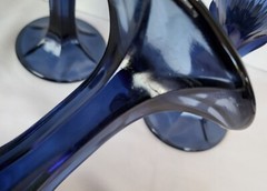 Fostoria 4 Dark Blue Monet Stemmed Wine Goblets/Glasses